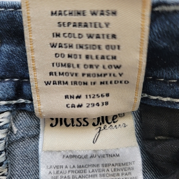 Miss Me Signature Skinny Bling Distressed Pockets Low Rise Denim Blue Jean Sz 27 - Picture 15 of 15
